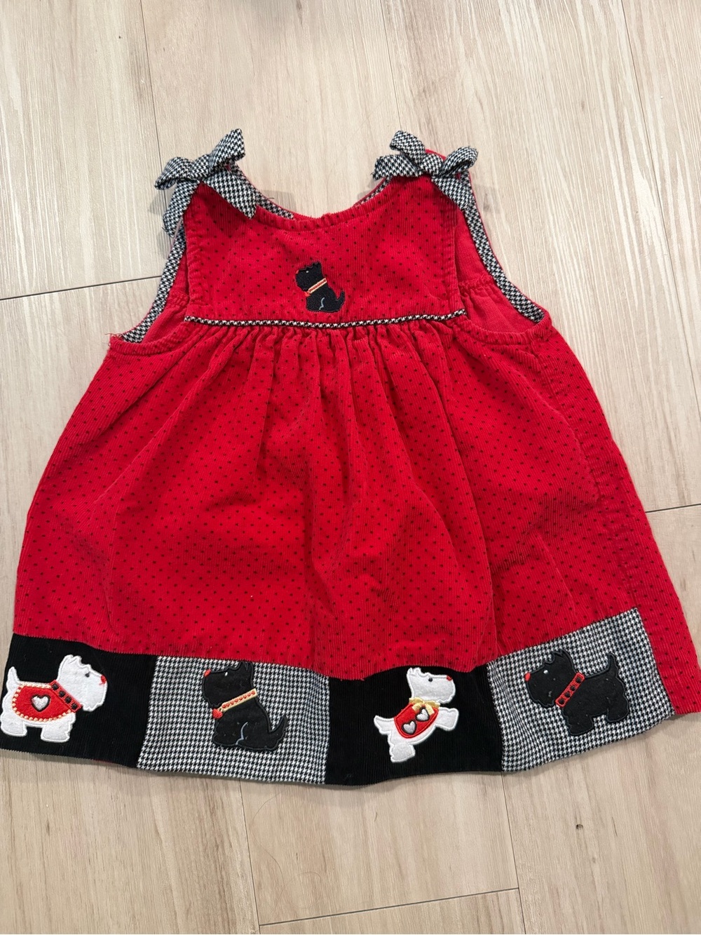 Vintage Red Scottish Dog Appliqué Toddler Dress